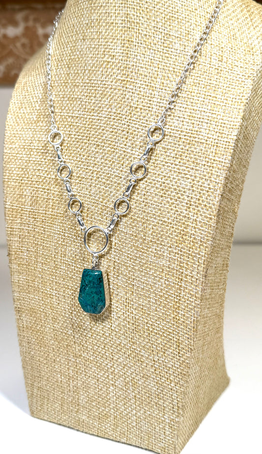 Chrysocolla necklace 925 silver plated