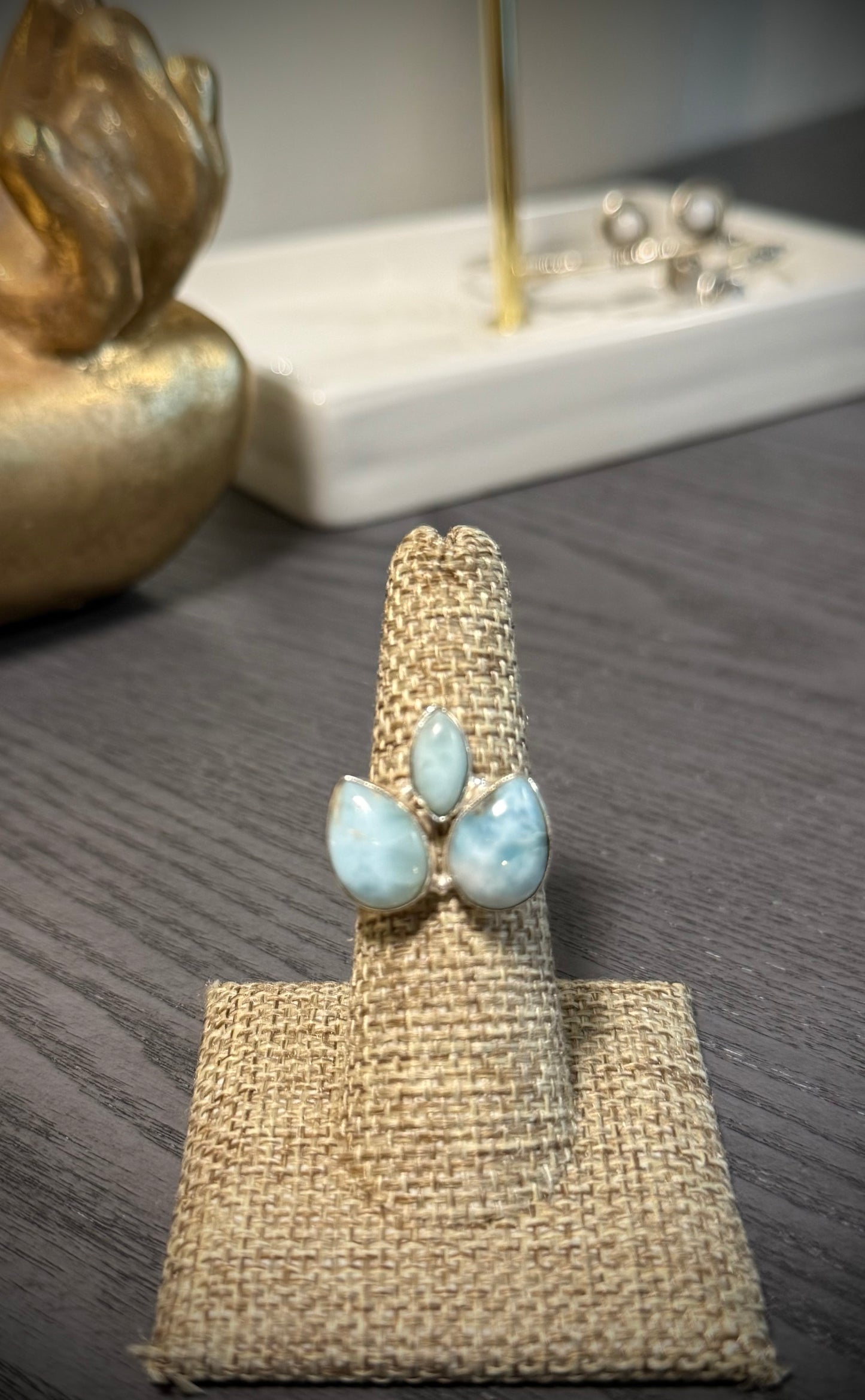 Ocean Droplet Larimar Ring