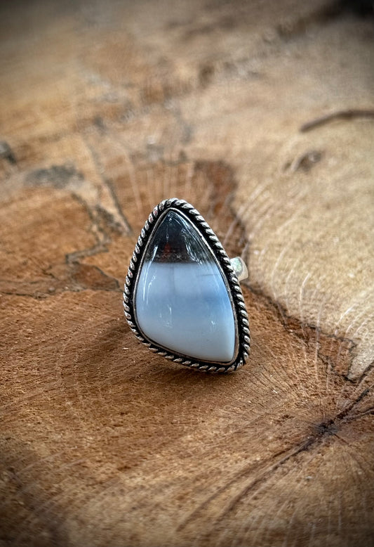 Geometric Blue Owyhee Opal Ring