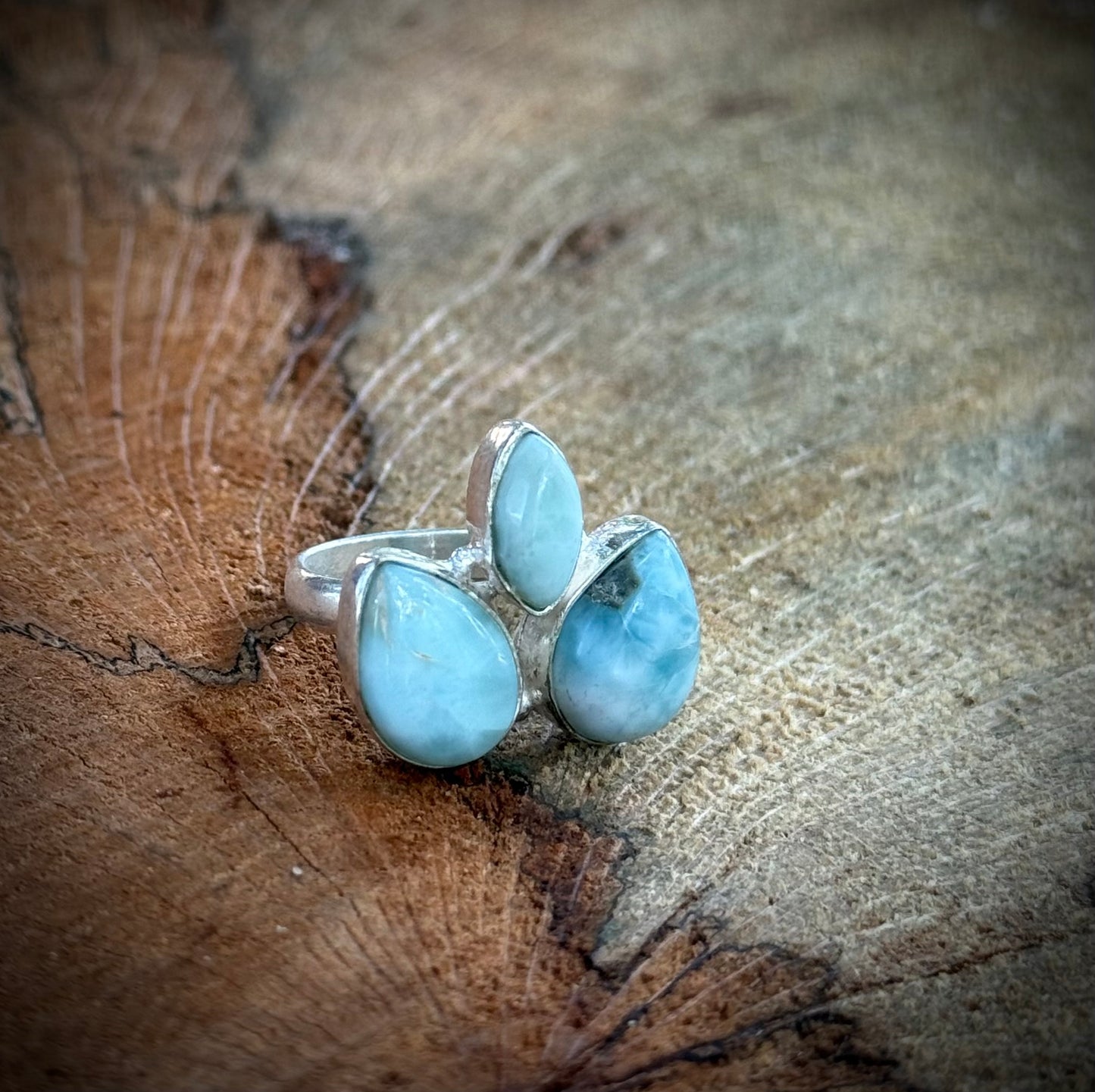 Ocean Droplet Larimar Ring