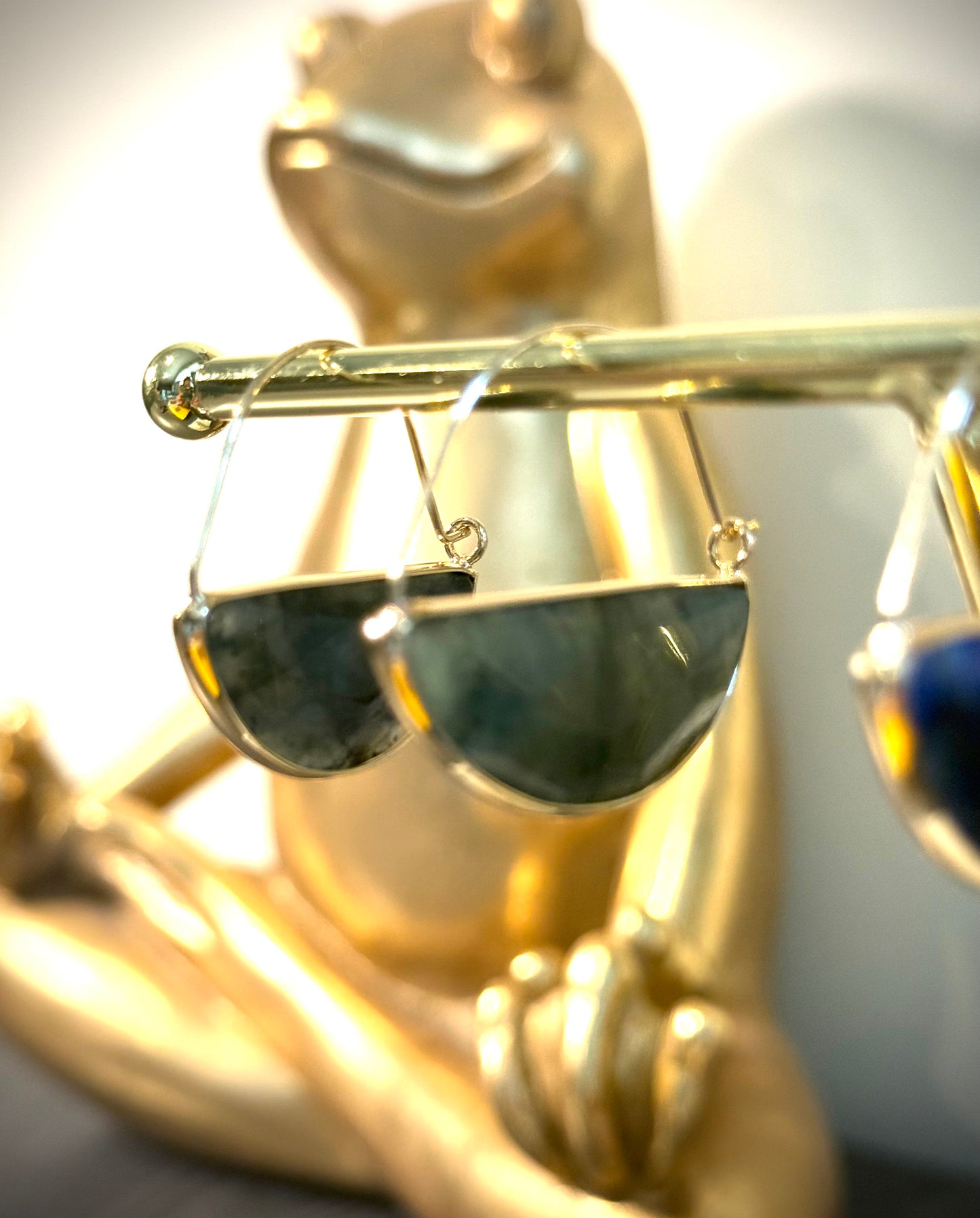 Labradorite Gold Hoop Earrings