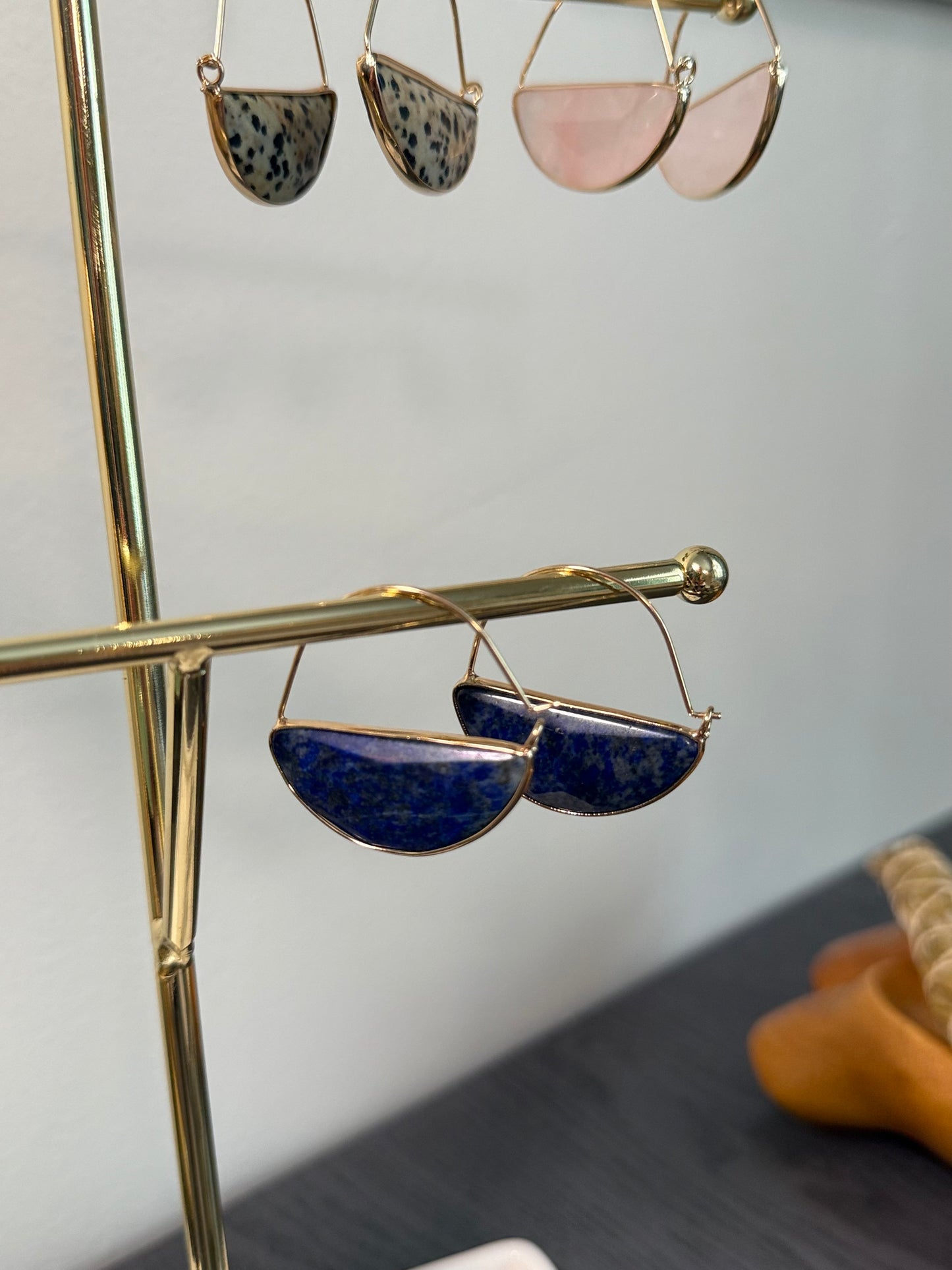 Lapis Lazuli Gold Hoop Earrings