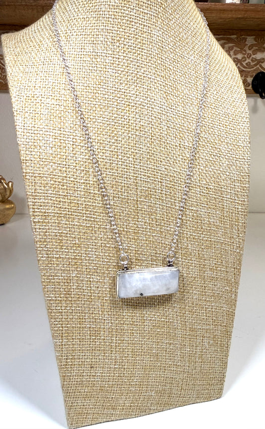 Rainbow moonstone necklace 925 silver plated
