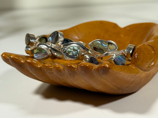 Abalone Shell Leaf Stackable Cuff