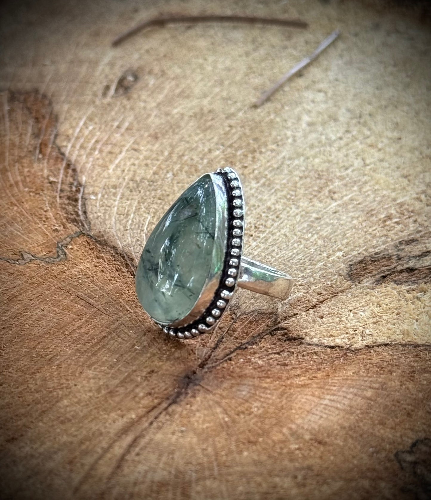 Teardrop Green Tourmaline Ring