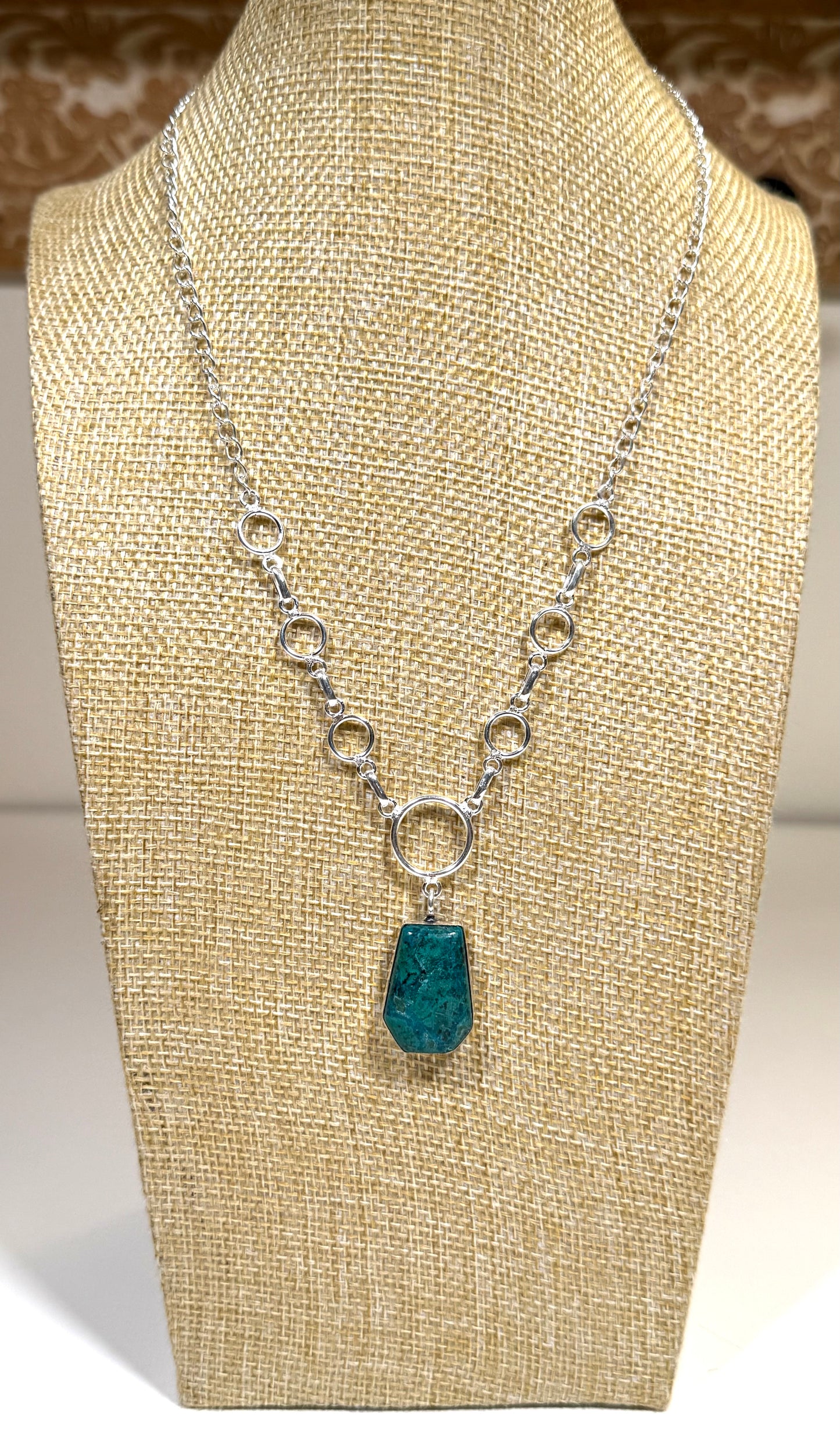 Chrysocolla necklace 925 silver plated