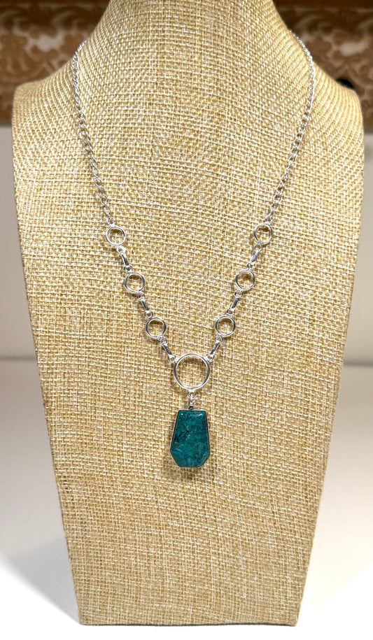 Chrysocolla necklace 925 silver plated