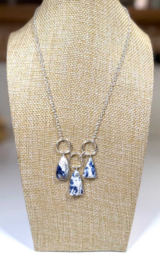 Sodalite necklace 925 sterling silver plated