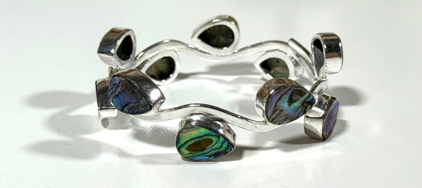 Abalone Shell Leaf Stackable Cuff