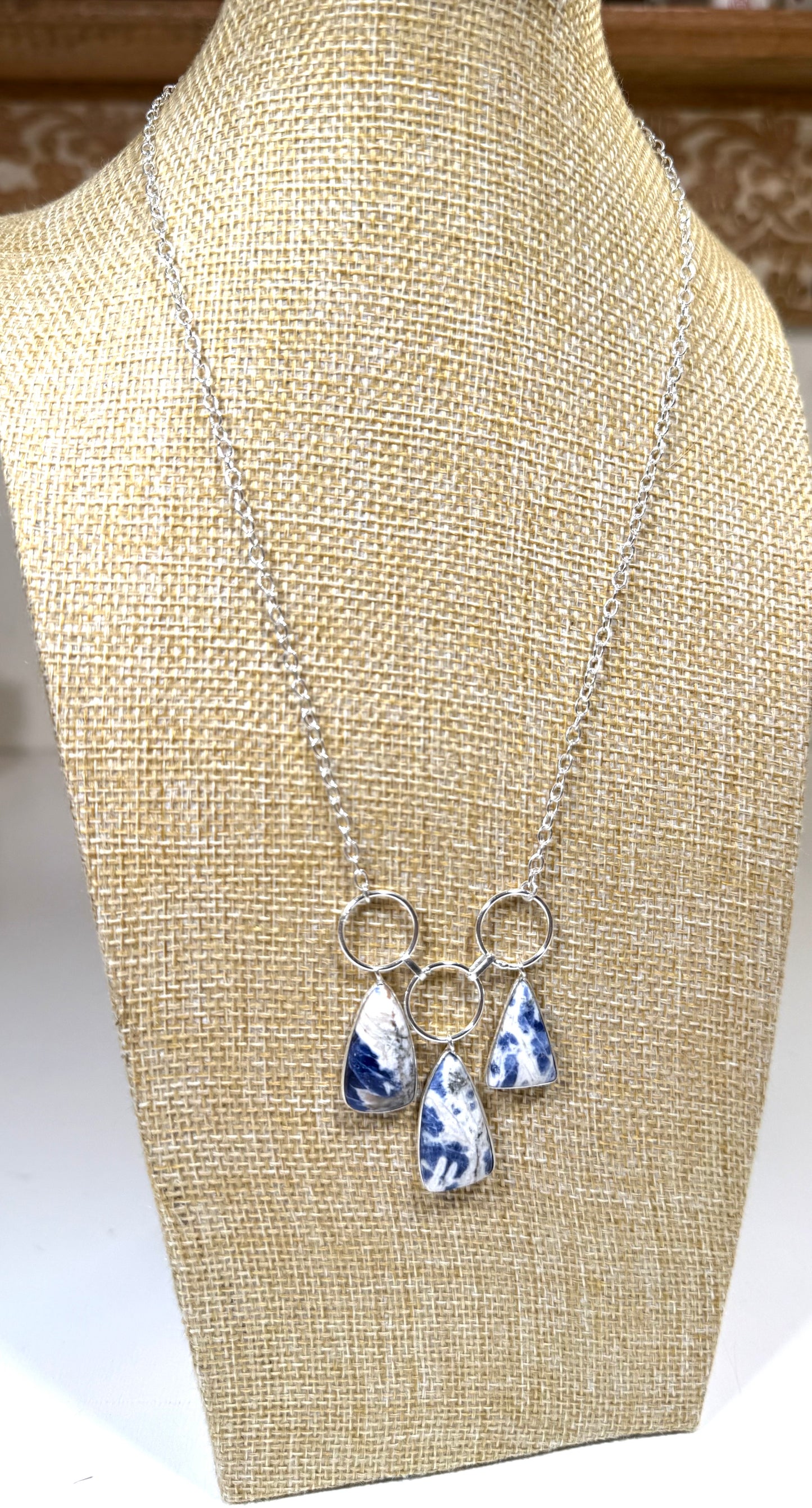 Sodalite necklace 925 sterling silver plated