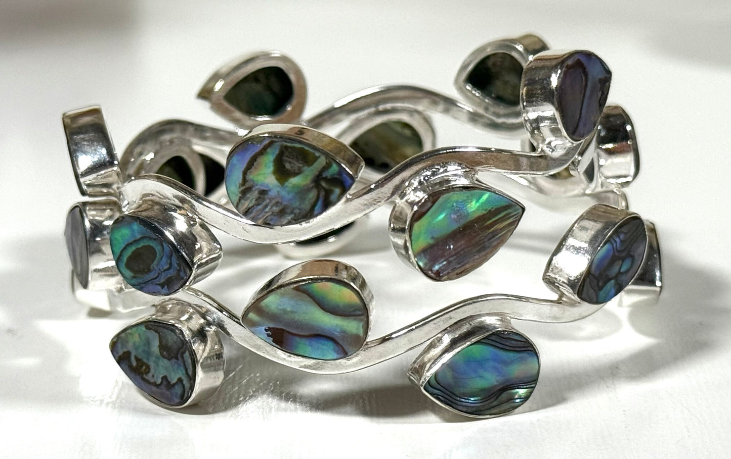 Abalone Shell Leaf Stackable Cuff