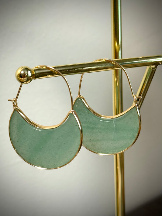 Green Jade Hoop Earrings