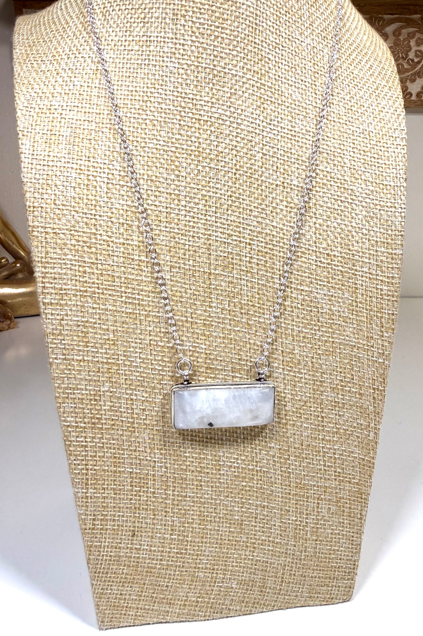 Rainbow moonstone necklace 925 silver plated
