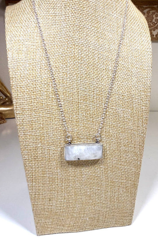 Rainbow moonstone necklace 925 silver plated
