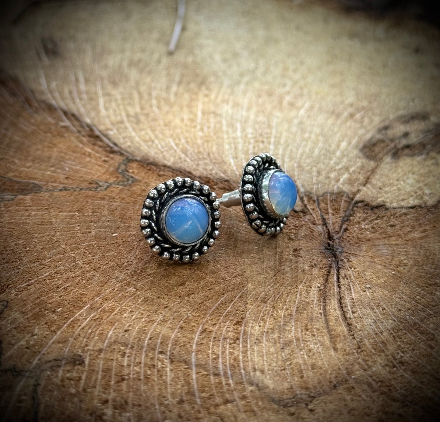 Round Moonstone Earrings